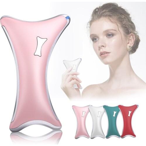 Heated Vibrating Facial Massager Electric Gua Sha Board Red Blue Green Light Therapy Scraping Plate Face Lifting Slimming