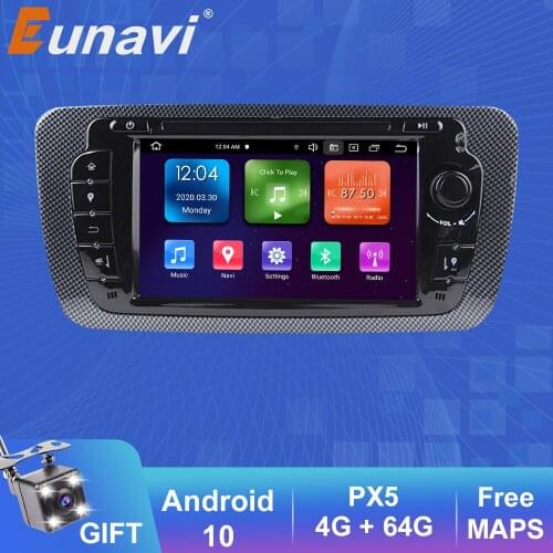 Eunavi Android 10 Car DVD Radio For Seat Ibiza 6j 2009 2010 2012 2013 Auto GPS Navigation Touch Screen Audio Multimedia 2 Din BT