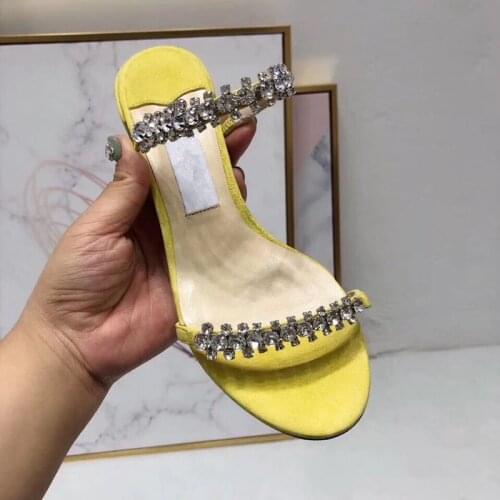 Kmeioo basic summer shoes woman chunky heels casual jewel sandals outside slippers slip-on slides block heels