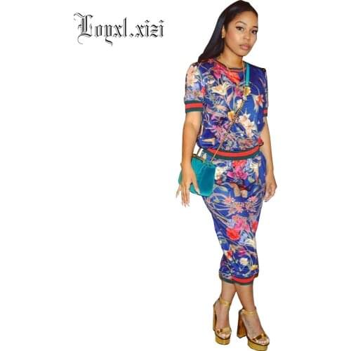 Spring summer European leisure digital printing thread cotton fabric pants suit two-piece nightwear LQ0054