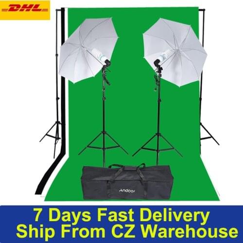 Andoer Photography Studio Light Lighting Tent Kit With 135W Bulb Bulb Holder Reflective Umbrella Backdrop Tripod Stands