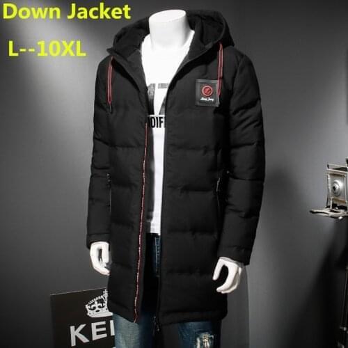 PLUS 10XL 9XL 8XL 6XL windproof thick winter mens down jacket brand clothing hooded black long warm white duck down jacket male