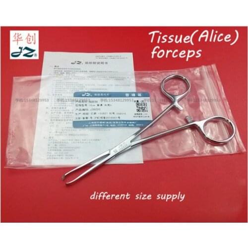 JZ Medical instrument 304 stainless steel Alice tissue forceps Veterinary Surgery skin hold clamp medical pliers width 5 teeth