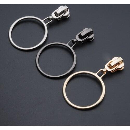 Metal zipper pull Apparel accessories 5#Zipper Big circle puncar chain DIY clothing accessories