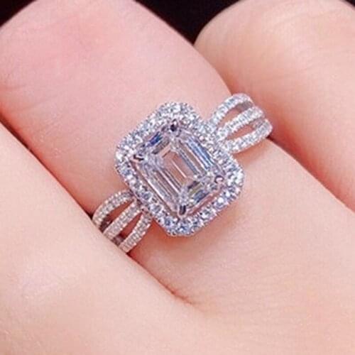 CAOSHI Trendy Engagement Rings for Women Elegant Lady Anniversary Gift with Brilliant Crystal Aesthetic Wedding Ceremony Jewelry