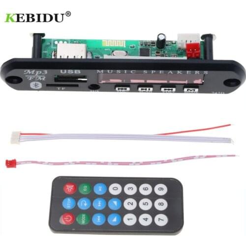Kebidu MP3 WMA Decoder Bluetooth Audio Module Board Wireless USB TF FM Radio 5V 12V for Car Build in Car Speaker MP3 Player