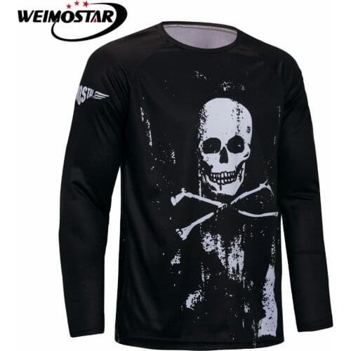 WEIMOSTAR Cycling Jersey Men Long Sleeve bicycle Clothing Tops Downhill Motocycle MTB Road Breathable Black Skull Bike Shirts
