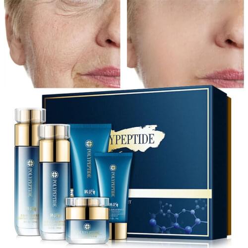 Skin Care Set Lifting Firming Anti-Wrinkle Moisturizing Deep Nourish Repair Oil Control Beauty Polypeptide Skincare 5Pcs/Set