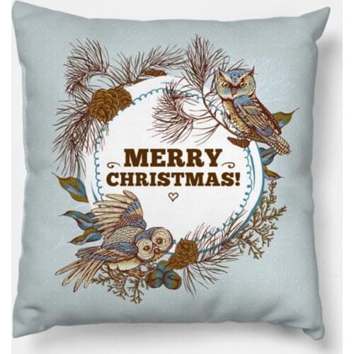 Christmas Owl Printed Cartoon Christmas Pillowcase 2020 Decor for Home Merry Christmas Ornament Navidad Xmas Gifts