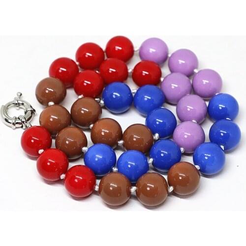 New arrival multicolor 8-14mm fashion women necklace round baking paint glass beads charms gift party jewelry 18inch B1641