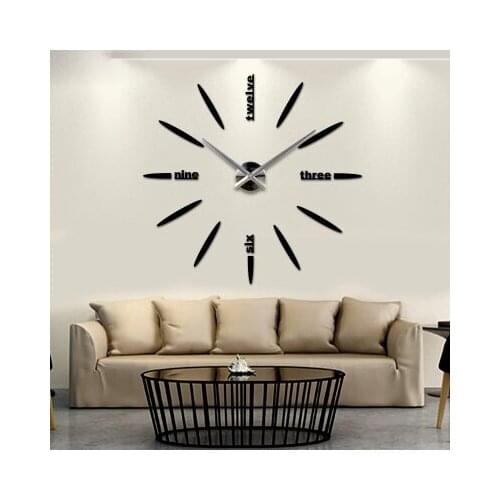 New large size black personality metal wall clock modern minimalist sofa fashion quartz living room wall clock