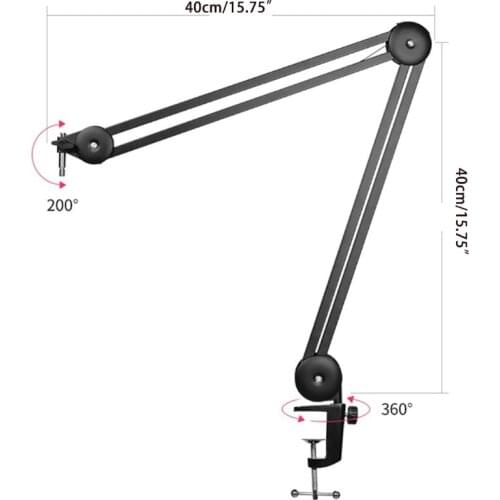 P82F Clip Stu-dio Suspension Scissor Arm Mount Microphone Boom Arm Mic Stand for Blue Ye-ti Snowball, Ye-ti Nano,etc