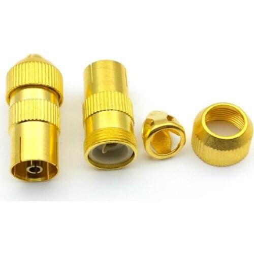 100pcs Gold plated FEMALE TV AERIAL CONNECTOR PLUG METAL COAXIAL COAX Selling