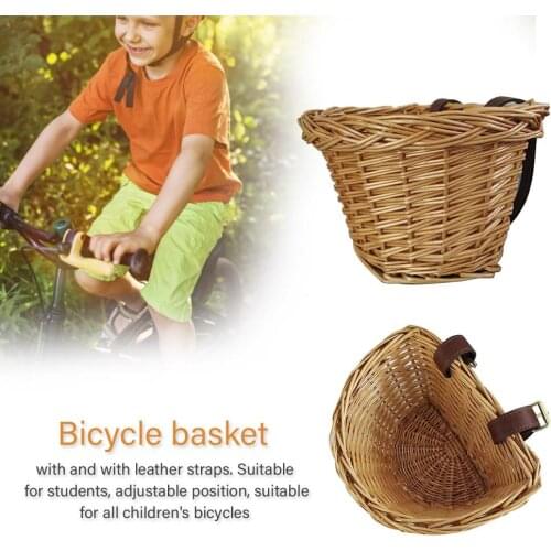 Durable Rattan Bike Basket Front Pannier Bag Practical Multi-functional Bicycle Scooter Handlebar Storage Container