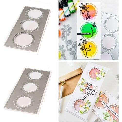 Frame Raised Stitched Scallop Circle Panel Cutting Dies Metal Stencils for DIY Scrapbooking Paper Cards Craft Decor New 2020 Die