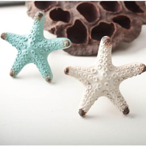 Simple Starfish Furniture Handle European Retro Mediterranean Style Starfish Small Handle and Knob Simple Starfish Drawer Handle