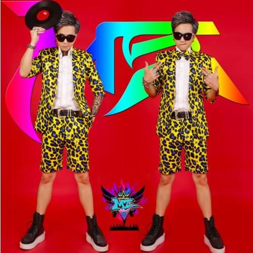 S-5xl New 2020 Men Blazer Leopard Print Suit Hair Stylist Host Dress Stage Clothing Male Plus Size Fashion Singer Costumes