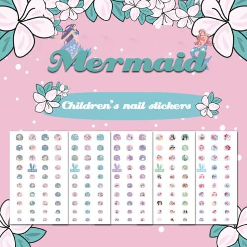 ROCOOART Self-adhesive Cartoon Sea Animal Mermaid Children Nail Stickers Durable Waterproof and Fun Nail Artl Stickers