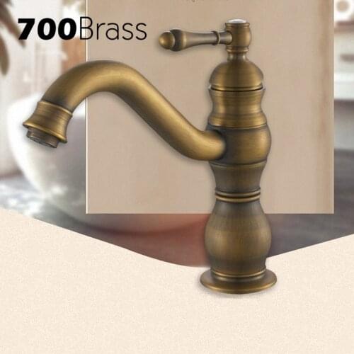 European Style Antique Brass Bathroom Faucet Single Hole Single Holder Tap Torneira Deck Mounted Basin Faucet