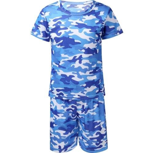 2Pcs Kids Summer Breathable Net Running Set Sport Suit Football Basketball Sportswear Short Sleeves Print T-shirt and Shorts Set