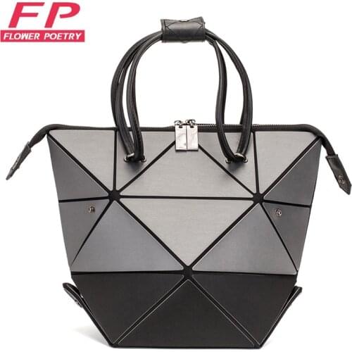 New Matte Colorblock Bags Women Geometry Handbag Casual Luminous Shoulder Bag Female Folding Tote Bags For Girls Crossbody Bag