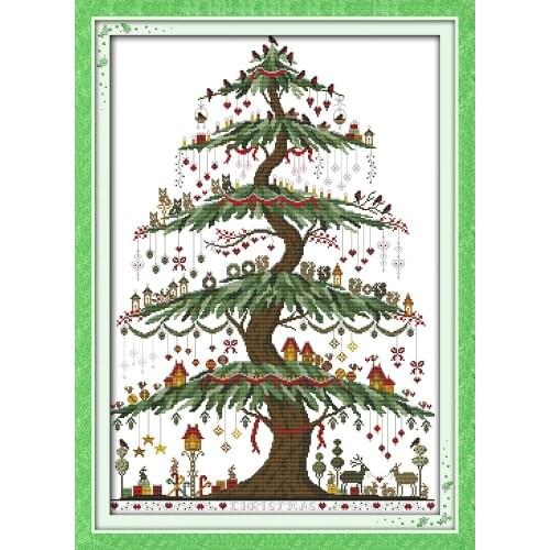 Everlasting Love Christmas Tree (2) Ecological Cotton Chinese Cross Stitch Kits Counted Stamped 14 CT 11 CT New Sales Promotion