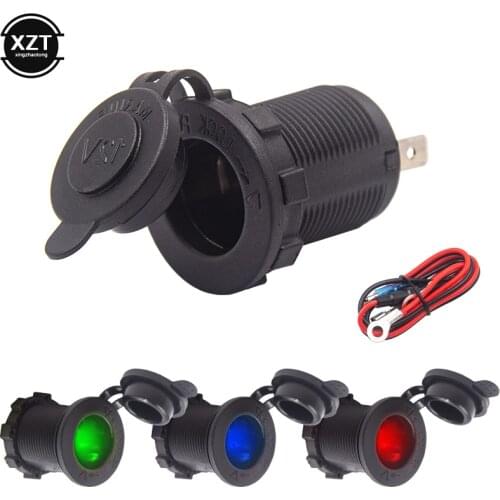 Waterproof Cigarette Lighter 12V 120W Motorcycle Car Boat Tractor Power Socket Plug Outlet Car-styling with Light 60cm Cable