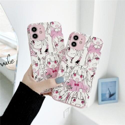 Japan Anime Comic Kawaii Girl Pink Cases For iPhone 11 Pro MAX 12 Mini XS MAX X XR 8 7 6s 6 Plus SE 2020 Phone Case Back Cover