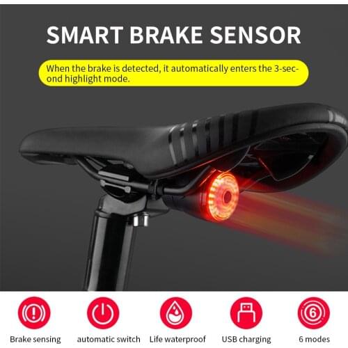 Bicycle Taillight Rechargeable Bike Light Waterproof Brake Warning Rear Lamp Smart Brake Sensor Tail Light Bicycle Accessories