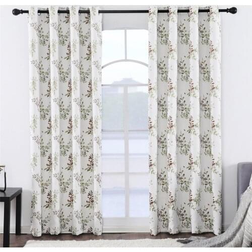 Jacquard Leaf Blackout Curtains for Living Room Green Brown 1 Panel Hotel Quality Polyester Fabric Bedroom Kitchen Window Drapes