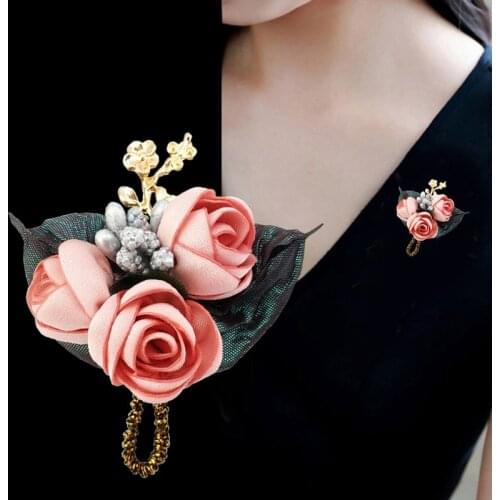 Korean Fashion Fabric Flower Brooch Elegant Sweater Cardigan Lapel Pins Suit Corsage Wedding Jewelry Women Clothes Accessories