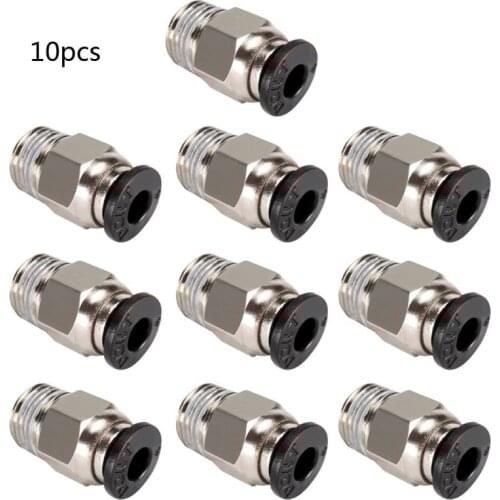 10 Pcs PC4-M6/M10 Male Thread Straight Pneumatic Fitting Quick Push to Connect