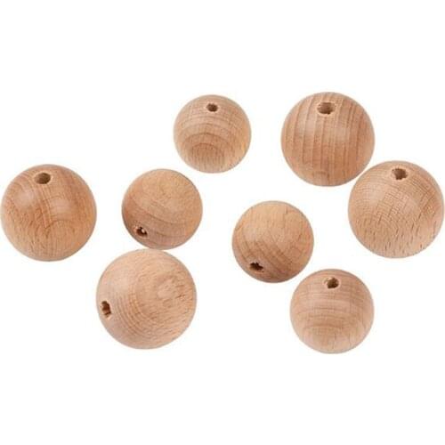 100 Pcs Unfinished Round Wooden Beads Charms Loose Spacer Ball for DIY Craft Jewelry Necklace Bracelets Making Accessories