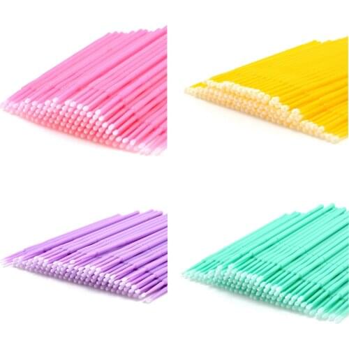100 Pcs Disposable Swab Applicator Micro Brush Eyelashes Extension Mascara Tools