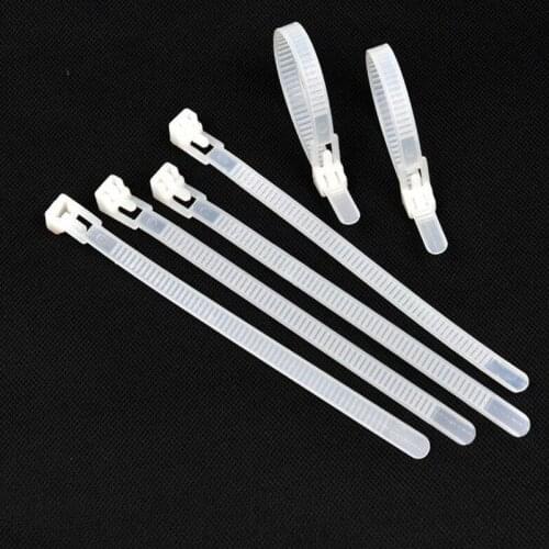 100pcs 8*450 Releasable White Plastic Nylon Cable Ties Wire Tie plastic strap Zip Ties for Computer Wire Management