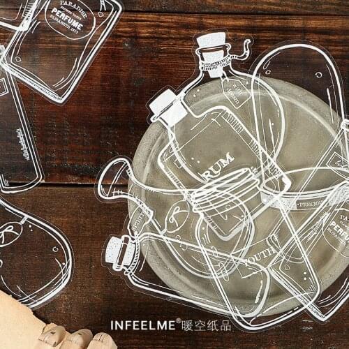 30pcs Transparent And Beautiful White Glassware Sticker Aesthetic Personality Cute Stationery Stickers Scrapbooking Decoration