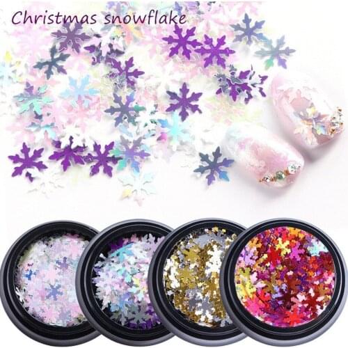 4 Boxes Hollow Out Gold Nail Glitter Sequins Snow Flakes Mixed Design Decorations for Nail Arts Pillette Nail Accessories