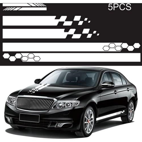5 Pieces Vinyl Car Side Sticker Auto Body Racing Sports Decals Universal Car Truck DIY Decal Stripe Vinyl Stickers Decoration