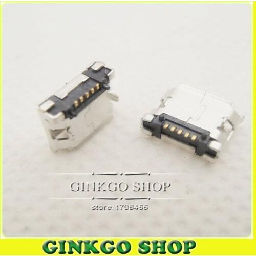 50pcs/lot Micro USB Jack 5-pin long needle Charge jack Socket short 5 pins