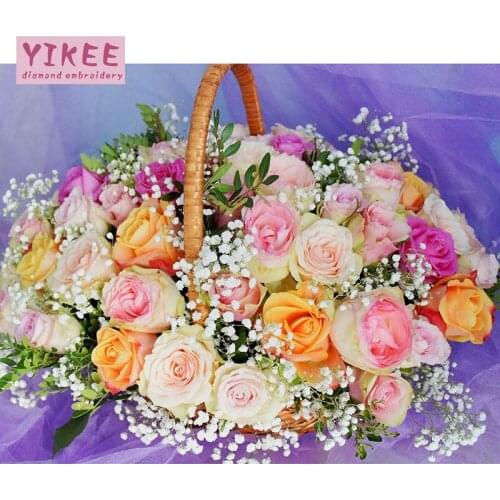 5d diy diamond painting crystal full drill,flower basket diamond painting,diamond paint 5d