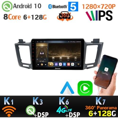 Android 10.0 1280*720P 6G+128G For Toyota RAV4 RAV 4 CarPlay 360 Panoramic Camera GPS SPDIF Radio Head Unit 4G LTE Split Screen
