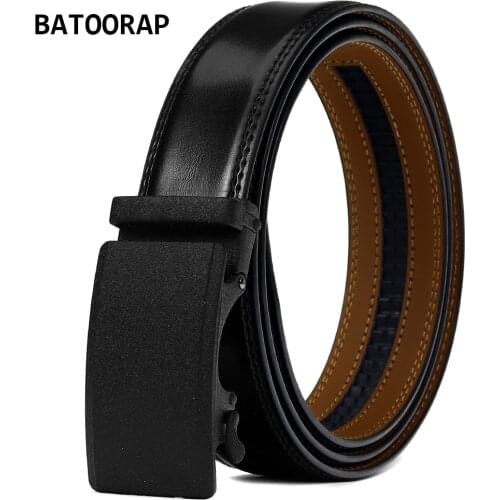 BATOORAP Design Belt For Men High Quality Automatic Buckle Matte Luxury Brand Genuine Leather Fashion Black Waist Trouser Strap