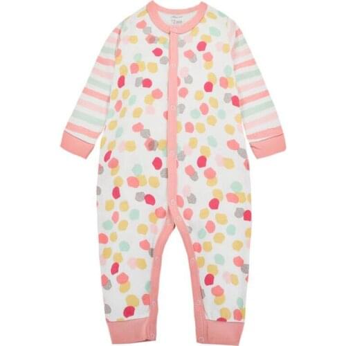 Y392free shipping New spring Lovely Baby Newborn Girls Boys Children long sleeve cotton Conjoined clothing Pink cute color point