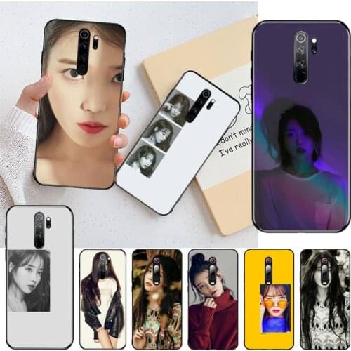 YJZFDYRM IU Lee Ji Eun Silicone Black Phone Case for Redmi Note 9 8 8T 8A 7 6 6A Go Pro Max Redmi 9 K20