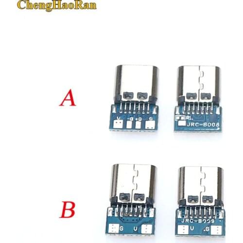 ChengHaoRan 1pcs USB 3.1 Type C Connector 14 Pin Female Socket receptacle Through Holes PCB 180 Vertical Shield USB-C