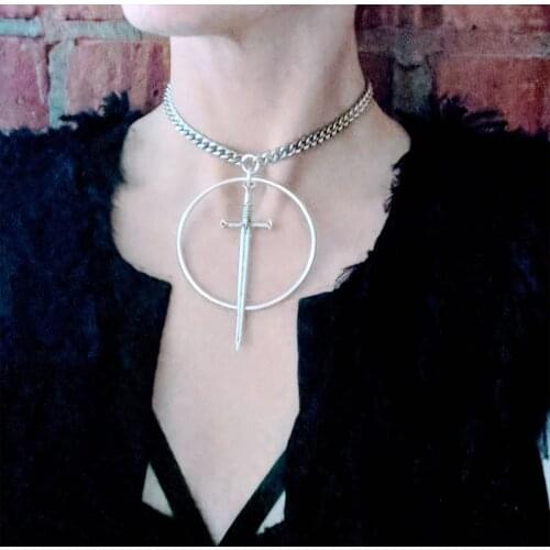 Choker - Sword - Necklace - Silver - Dagger - Dark - Witchy - Goth - Gothic - Black Metal - Occult - Gift - Jewelry