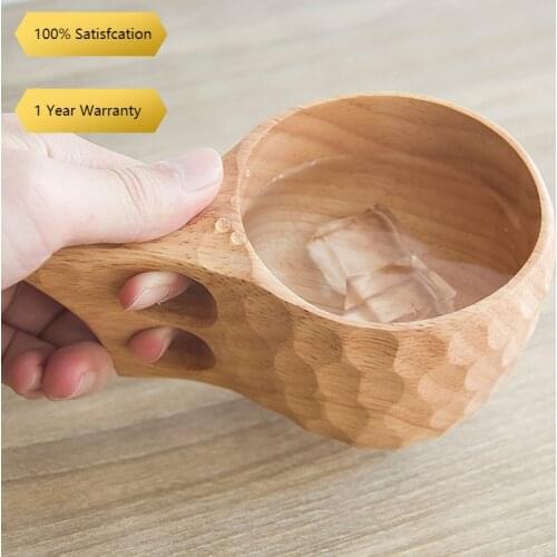 200ML High Quality of Jujube wood Scandinavia Wooden Cup Kuksa Kasa Curly Water cup Juice Milk Tea Coffee Drinking Cup