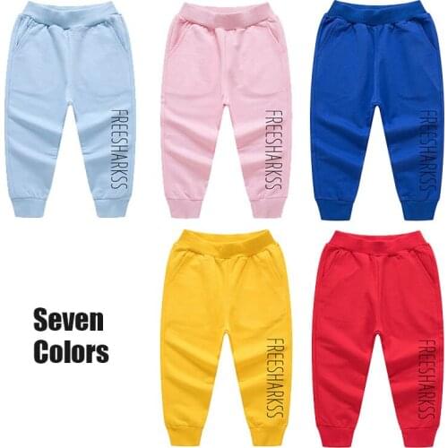 Children Casual Trousers In Spring Autumn New Fashion Solid Color Pants Baby Boy Rubber Band Pocket Drawers Girl Letter Clothes