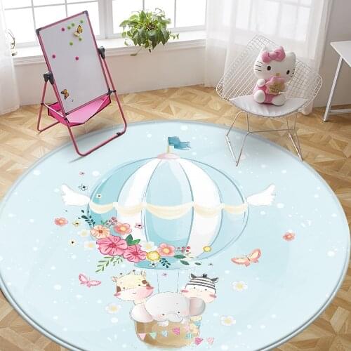 Flower Balloon Animal Non-Slip Children Flannel Carpet Baby Hand Print Round Carpet Baby Play Fashion Children Carpet Tapis Salo
