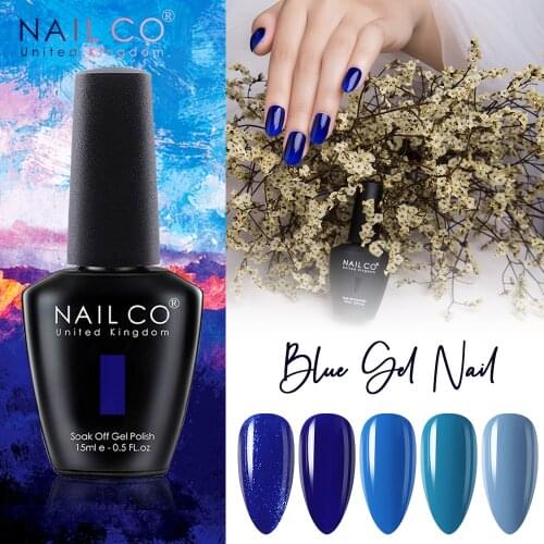 NAILCO Gel Blue Colors Paint Nail Polish Gel Varnishes LED Nail Art Foundation Shiny Base Top Coat All For Manicure UV Gellack